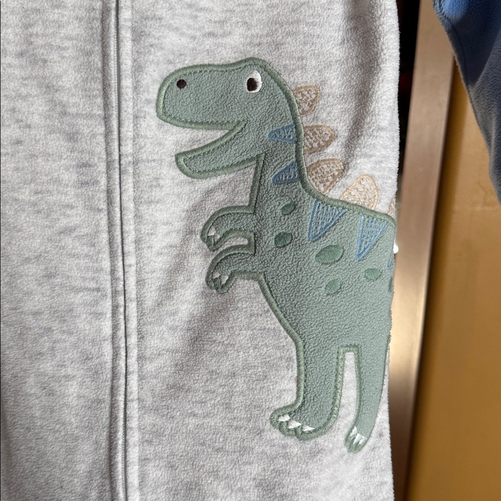 Kids Headquarters Dinosaur Microfleece Footed Sleeper Pajamas Gray & Blue Sz 4T - Picture 7 of 13